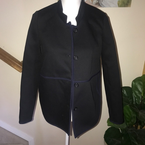 J. Crew tipped twill jacket black blue size 0‎